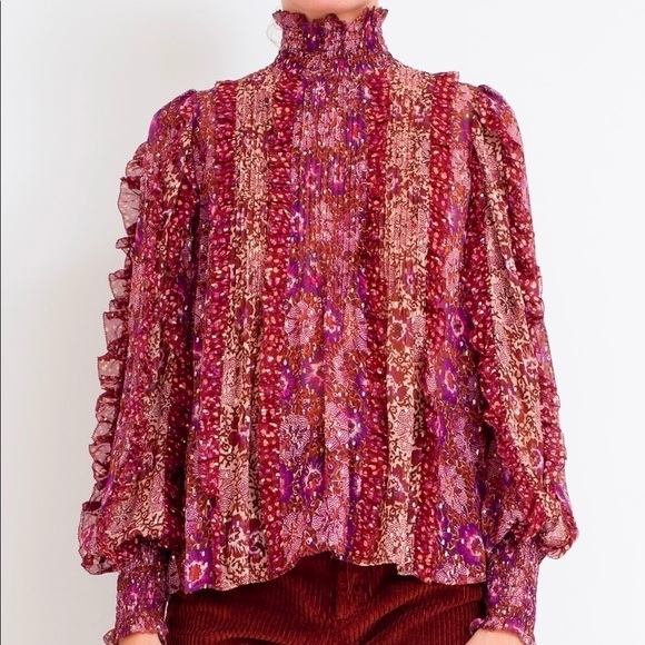 ULLA JOHNSON Elita Ruffle Long-Sleeve Blouse - Picture 1 of 12